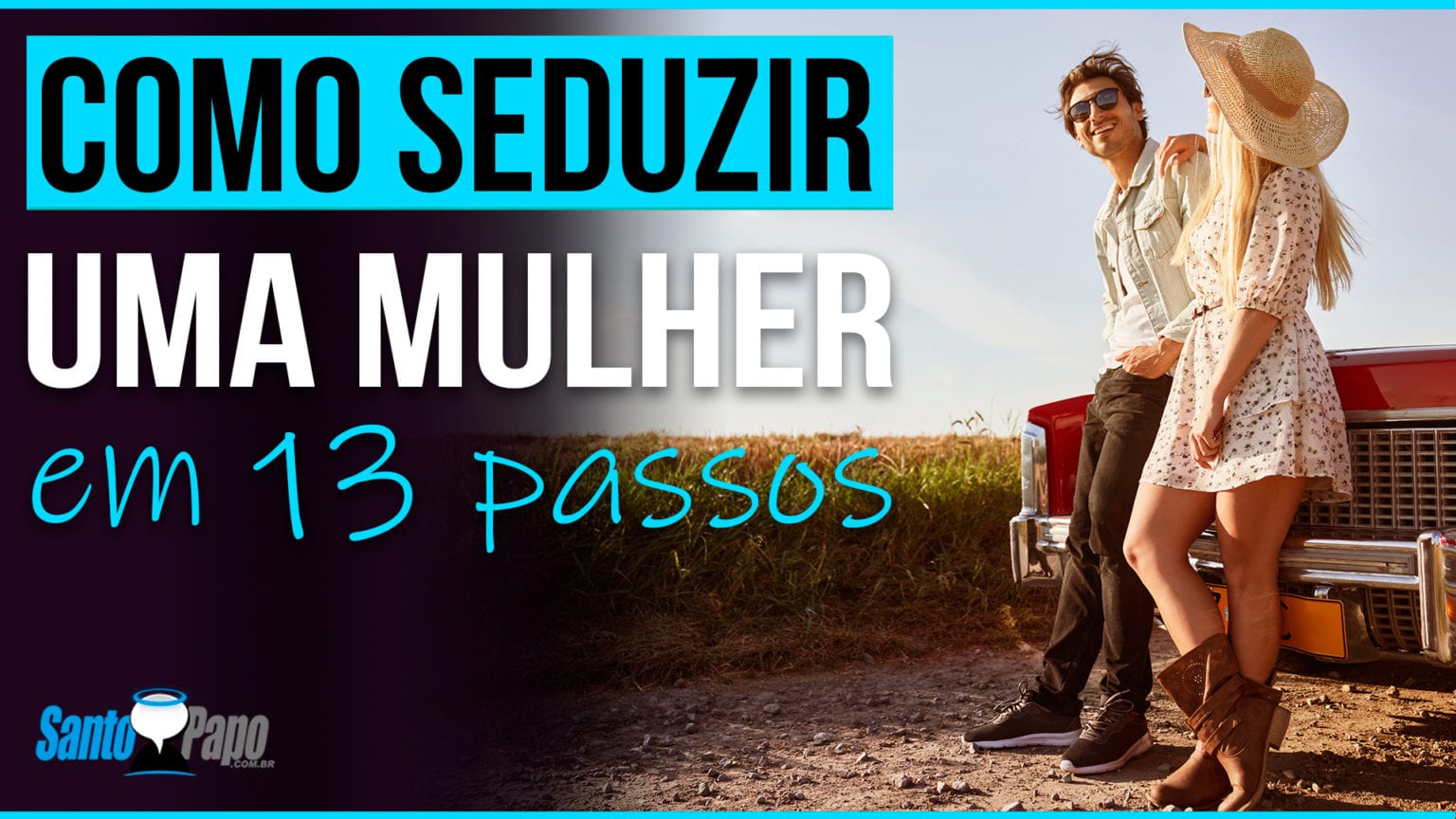 Casal em uma estrada encostado no carro sorrindo