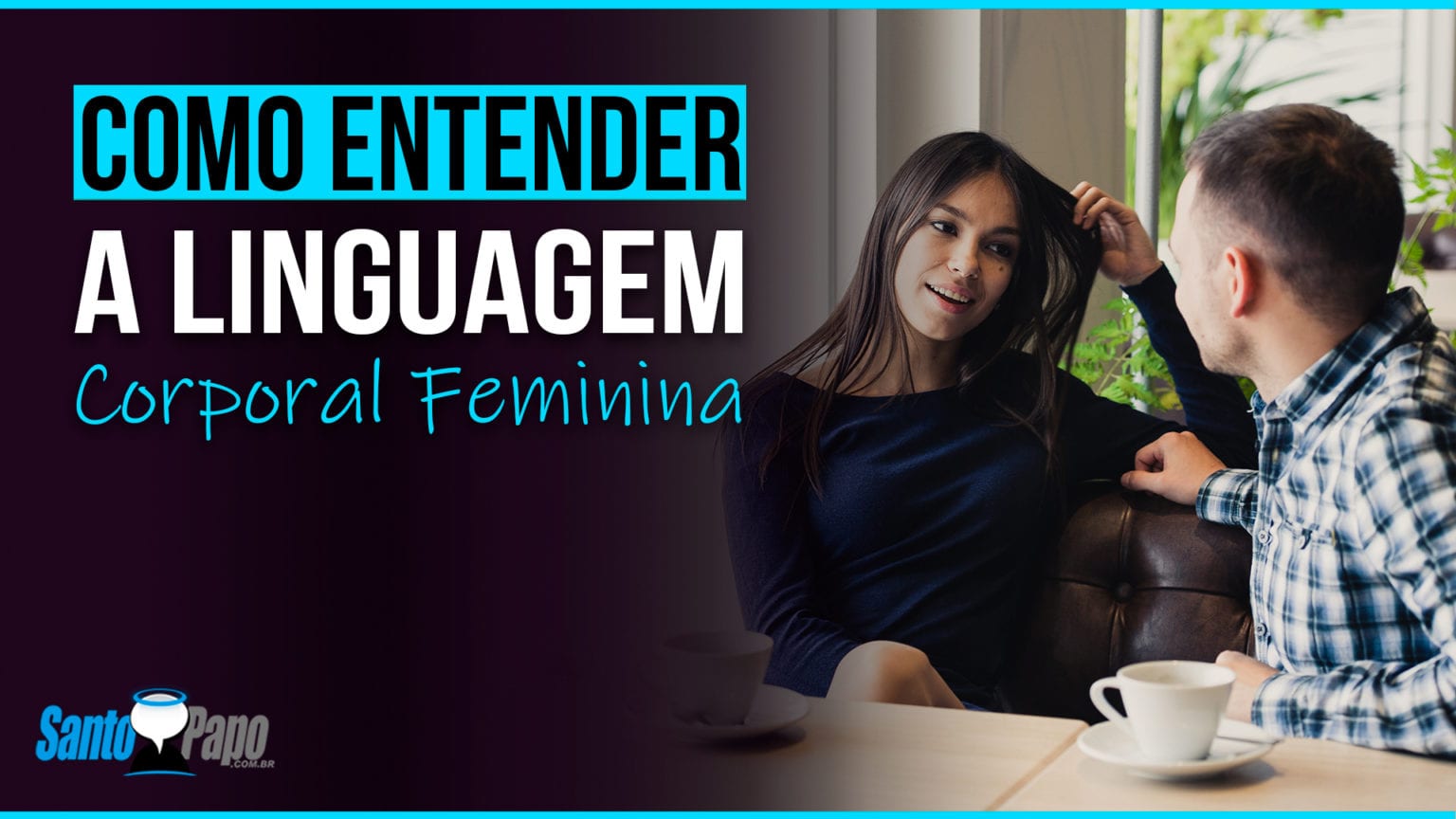 Mulher mexendo no cabelo enquanto conversa com um homem